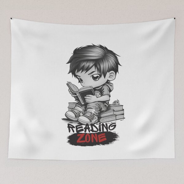 Item preview, Chibi Boy Reader &  "Reading Zone" designed and sold by MusesWhispers.