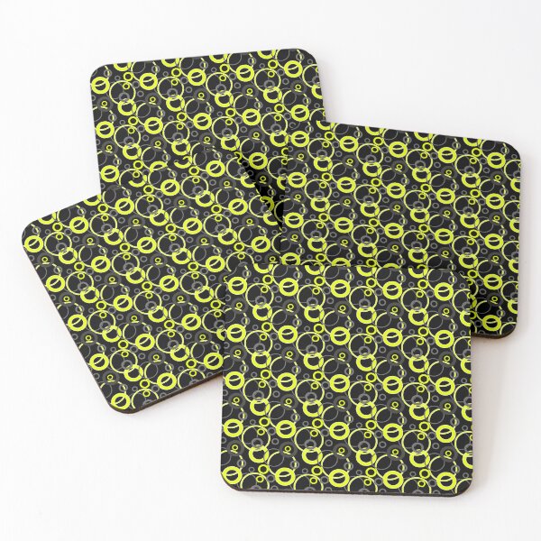 Item preview, Light-black, gray and yellow circles and rings on a black background designed and sold by fuzzyfox.