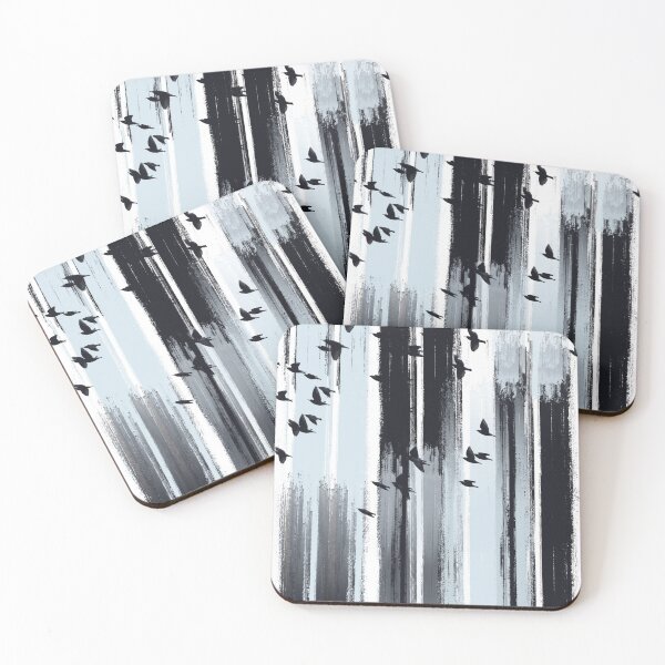 Item preview, Modern sky scrapers and black birds in flight 3- minimalist abstract designed and sold by navitalidesign.