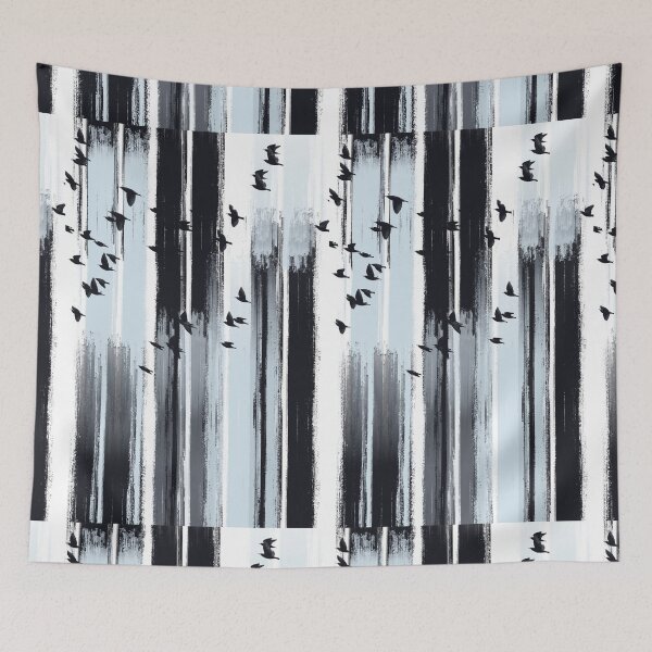 Item preview, Modern sky scrapers and black birds in flight 3- minimalist abstract designed and sold by navitalidesign.