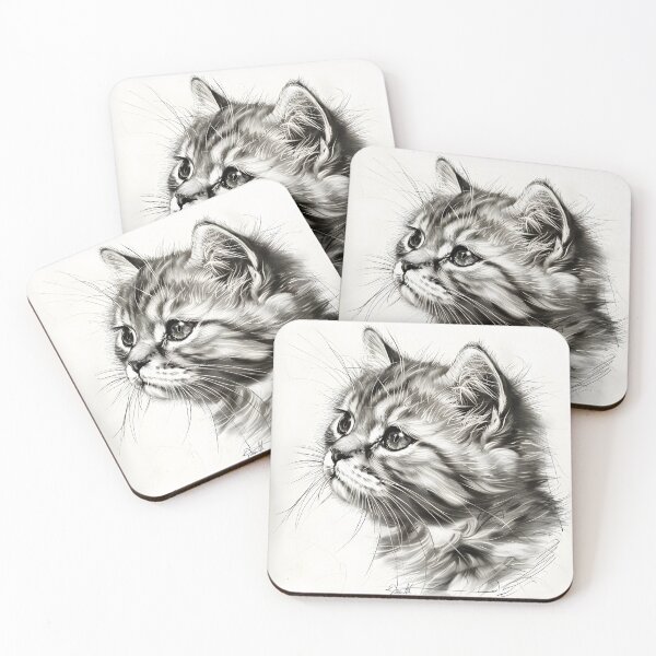 Item preview, Black and white cat pencil drawing designed and sold by Pencil-Art.