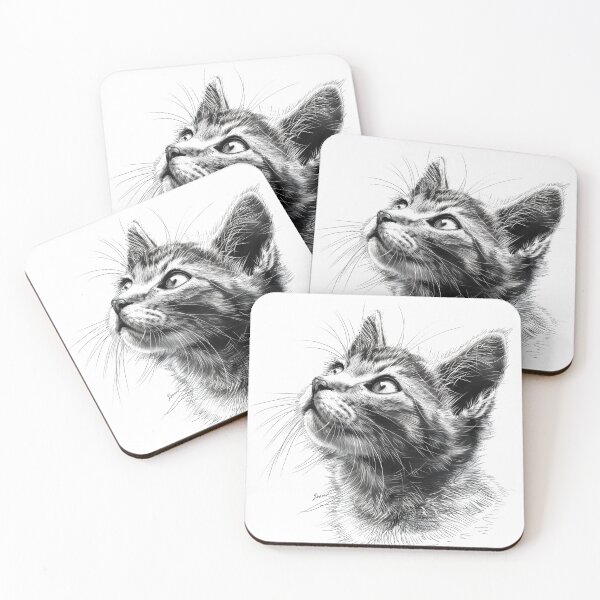 Item preview, Black and white cat pencil drawing designed and sold by Pencil-Art.