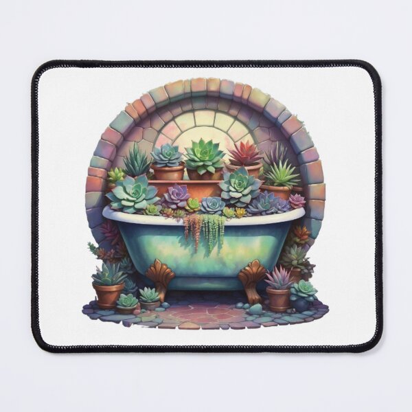 Item preview, Sage Green Clawfoot tub filled with Succulents in watercolor paint designed and sold by EmeraldCauldren.