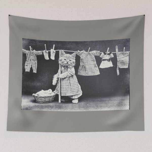 Item preview,  cute kitten hanging out the washing. designed and sold by stevepaint.
