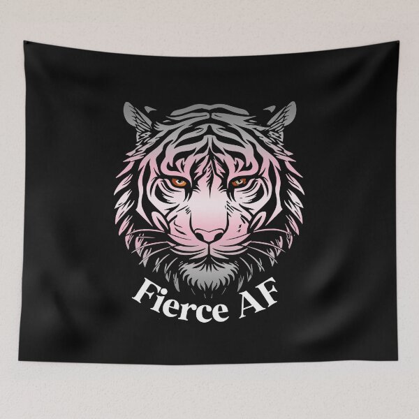 Item preview, Fierce AF Tiger with Demigirl Flag Colors, Demi Flag Design designed and sold by Travelslightly.