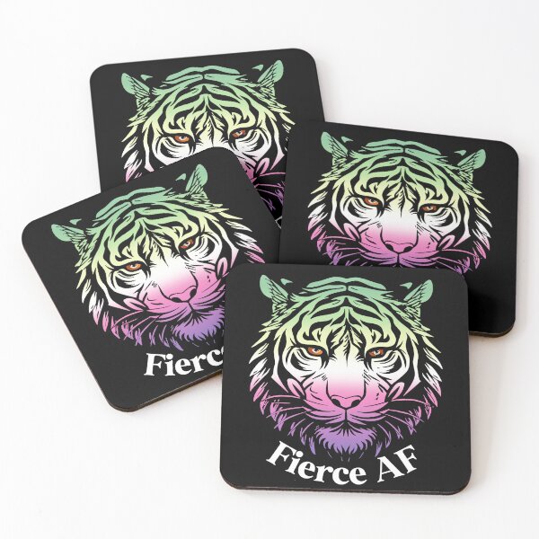 Item preview, Fierce AF Tiger with Genderfae Flag Colors, Genderdoe Flag Design designed and sold by Travelslightly.