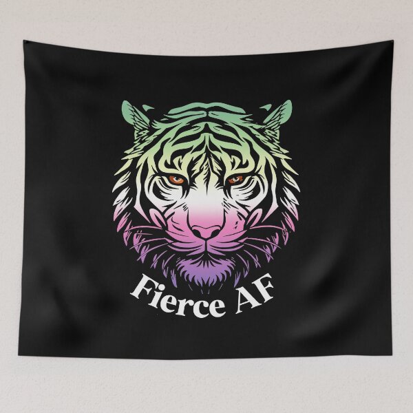 Item preview, Fierce AF Tiger with Genderfae Flag Colors, Genderdoe Flag Design designed and sold by Travelslightly.