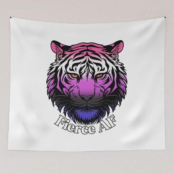 Item preview, Fierce AF Tiger with Genderfluid Flag Colors, Genderfluid Flag Design designed and sold by Travelslightly.