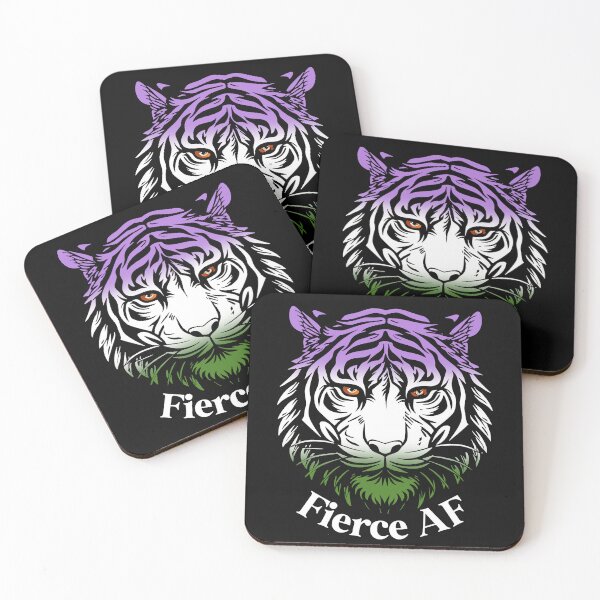 Item preview, Fierce AF Tiger with Genderqueer Flag Colors, Genderqueer Flag Design designed and sold by Travelslightly.