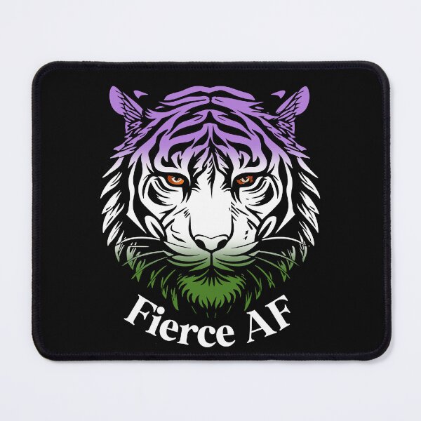 Item preview, Fierce AF Tiger with Genderqueer Flag Colors, Genderqueer Flag Design designed and sold by Travelslightly.