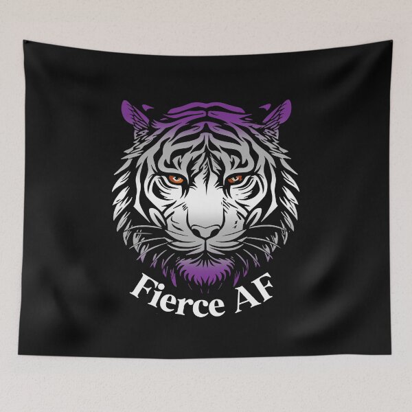 Item preview, Fierce AF Tiger with Graysexual Flag Colors, Greysexual Flag Design designed and sold by Travelslightly.