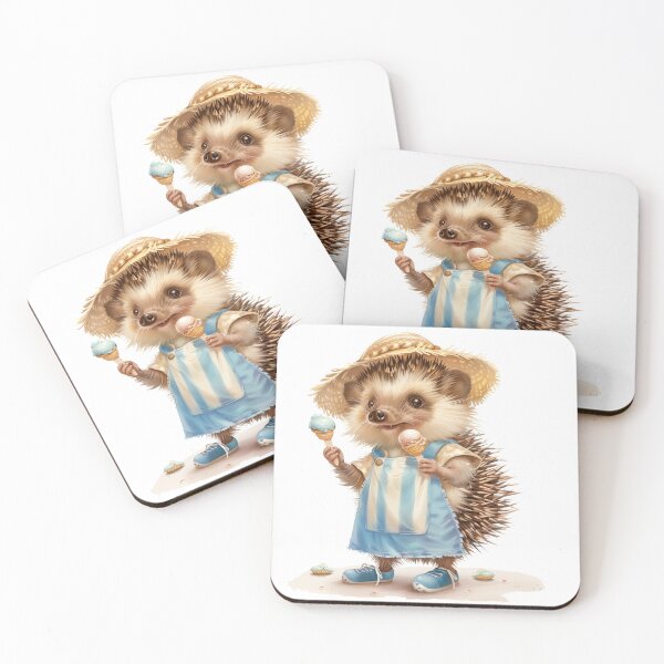 Item preview, Hedgehog in Blue Eating Ice Cream designed and sold by MoonlakeDesigns.