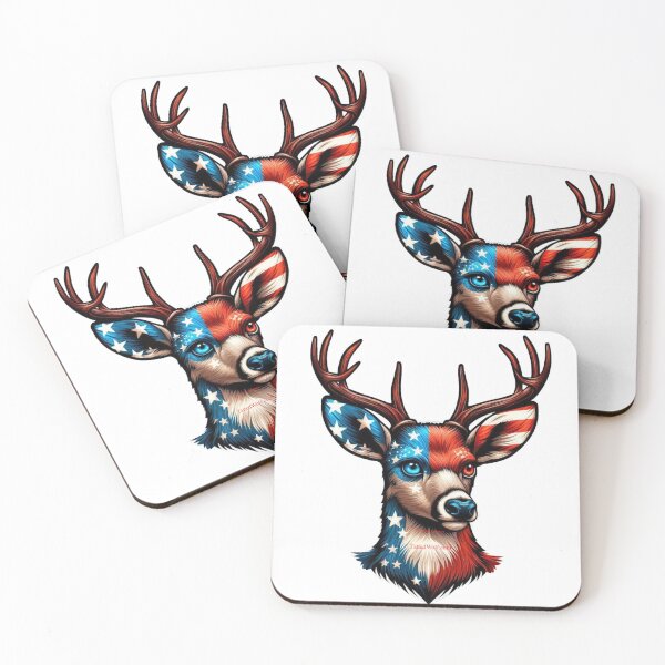 Item preview, Patriotic Tatted Deer with Heterochromia designed and sold by TattedWolf.