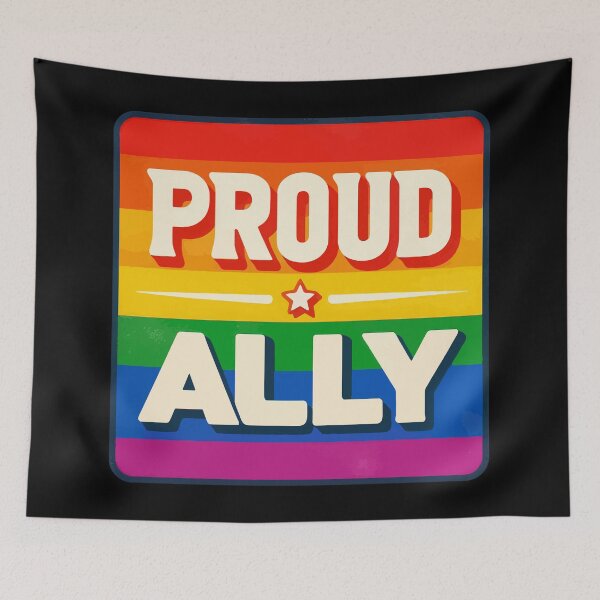 Item preview, Proud Ally Equality LGBTQ Rainbow Pride Flag designed and sold by TomFrontierArt.