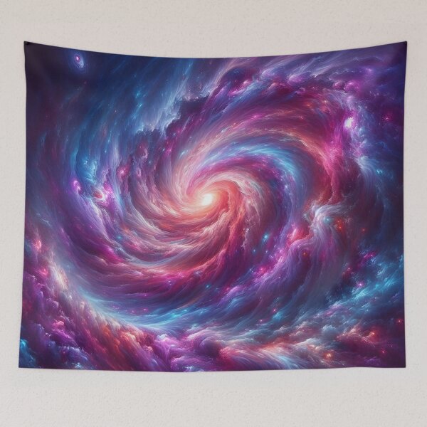Item preview, A vibrant galaxy with swirling colors of purple blue and pink designed and sold by BlackCatspet1.