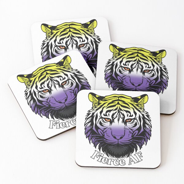 Item preview, Fierce AF Tiger with Nonbinary Flag Colors, Enby Flag Design designed and sold by Travelslightly.