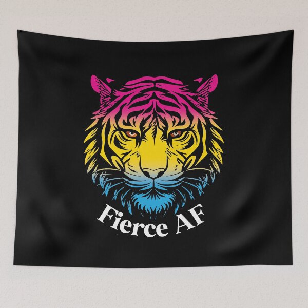Item preview, Fierce AF Tiger with Pansexual Flag Colors, Pan Flag Design designed and sold by Travelslightly.
