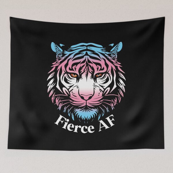Item preview, Fierce AF Tiger with Transgender Flag Colors, Trans Flag Design designed and sold by Travelslightly.