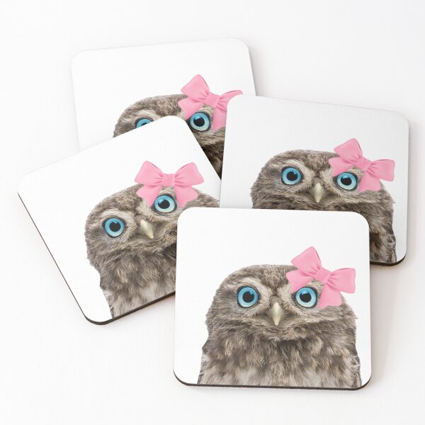 Item preview, owl wearing pink bow designed and sold by SillyLittleSnek.