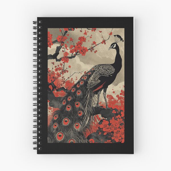 Item preview, Redscale Peacock with Cherry Blossoms Illustration designed and sold by OccultDreams.