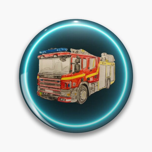Item preview, Norfolk fire truck neon blue badge designed and sold by Truck drawing art.