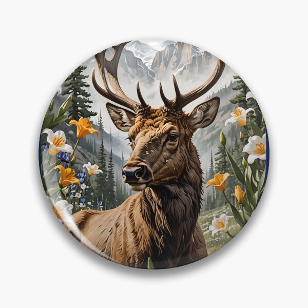 Item preview, Utahn Mountain Elk Surrounded By Sego Lily Flowers designed and sold by taiche.
