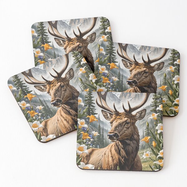 Item preview, Utahn Mountain Elk Surrounded By Sego Lily Flowers designed and sold by taiche.