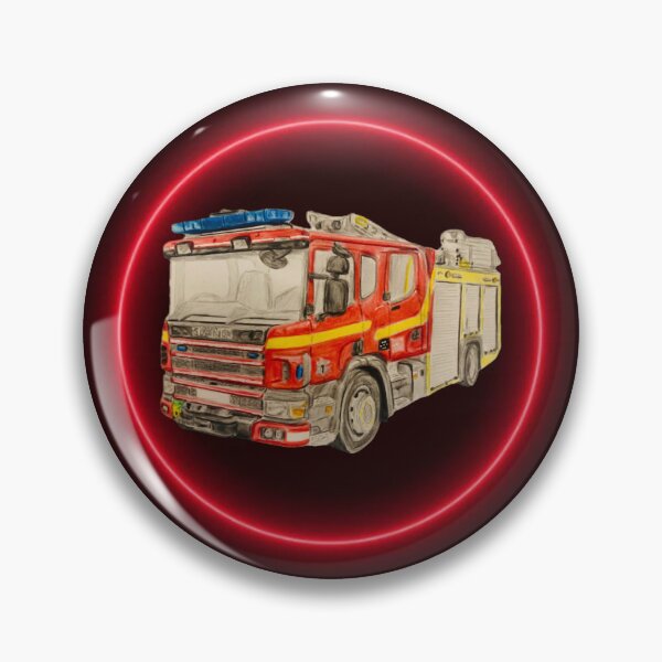 Item preview, Norfolk fire truck neon red badge designed and sold by Truck drawing art.