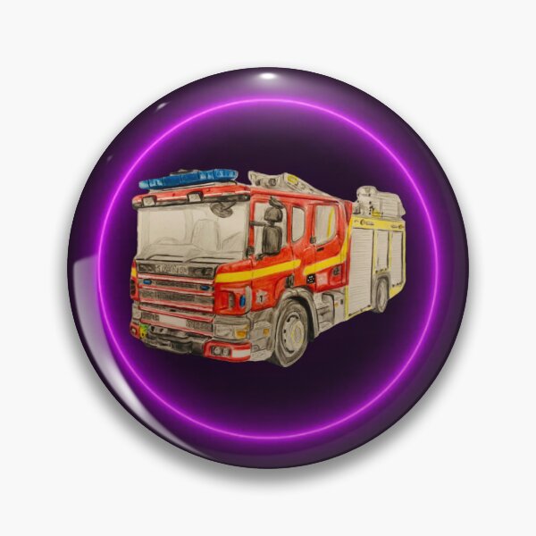 Item preview, Norfolk fire truck neon pink badge designed and sold by Truck drawing art.