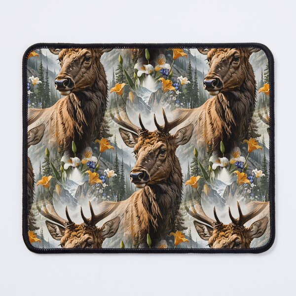 Item preview, Utahn Mountain Elk Surrounded By Sego Lily Flowers Pattern designed and sold by taiche.