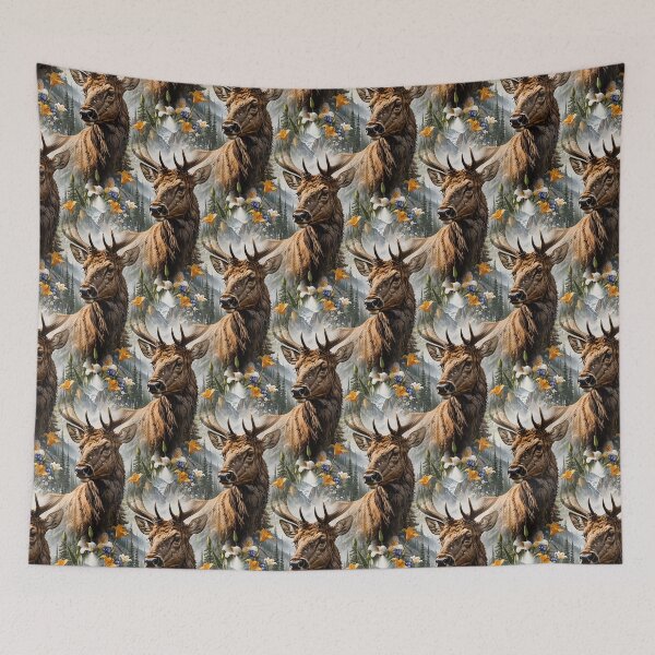 Item preview, Utahn Mountain Elk Surrounded By Sego Lily Flowers Pattern designed and sold by taiche.