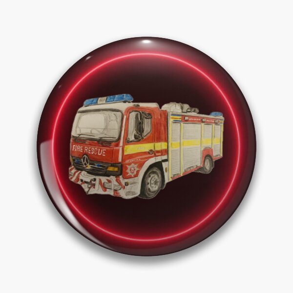 Item preview, Somerset HRT fire truck neon red badge designed and sold by Truck drawing art.
