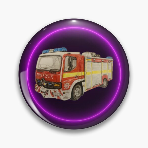 Item preview, Somerset HRT fire truck neon pink badge designed and sold by Truck drawing art.