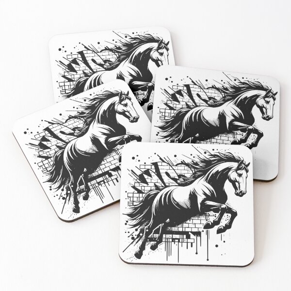 Item preview, Street Art Black and White Horse designed and sold by InsanseCreation.