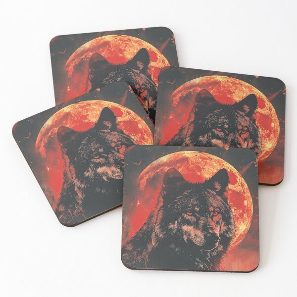 Item preview, Red Moon Timber Wolf Illustration  designed and sold by OccultDreams.