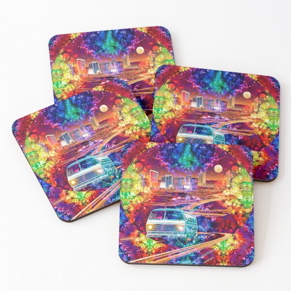 Item preview, Hippy bus tie dye Trippy Vegas van highway  designed and sold by AuroraXGreen.