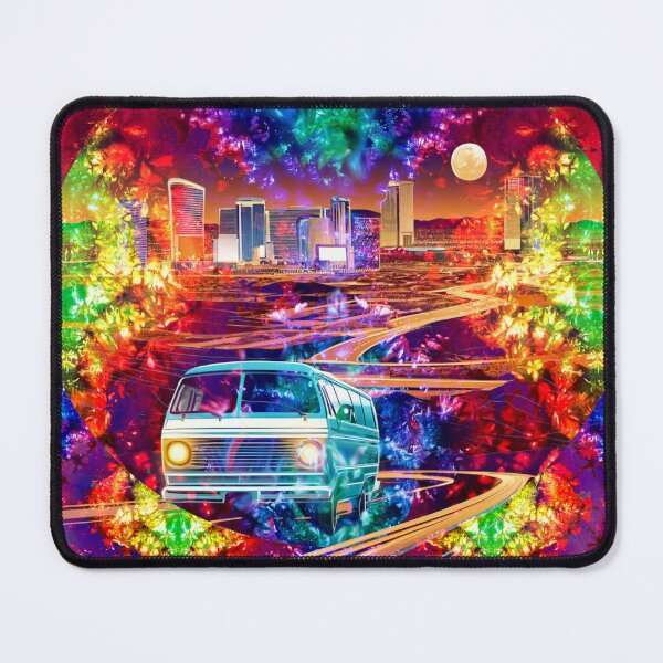 Item preview, Hippy bus tie dye Trippy Vegas van highway designed and sold by AuroraXGreen.