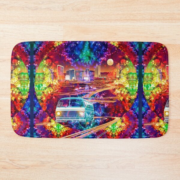 Item preview, Hippy bus tie dye Trippy Vegas van highway  designed and sold by AuroraXGreen.