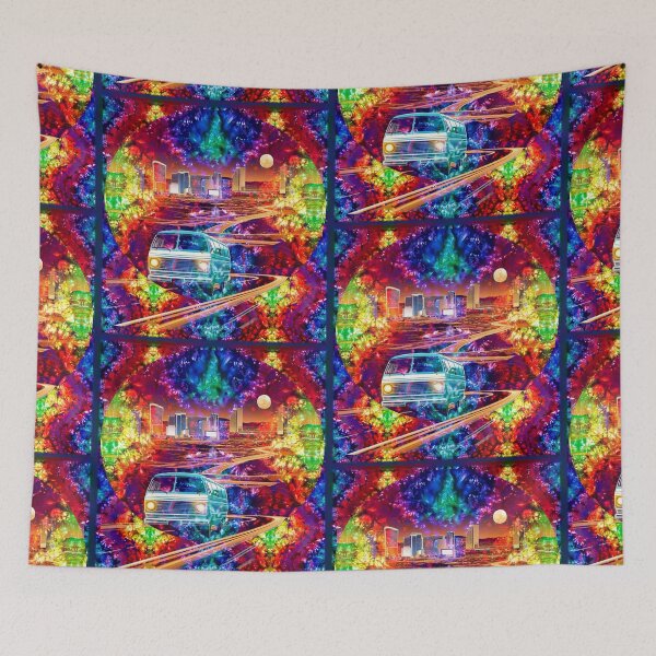 Item preview, Hippy bus tie dye Trippy Vegas van highway  designed and sold by AuroraXGreen.