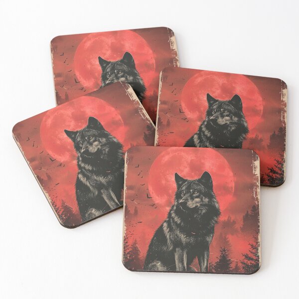 Item preview, Red Moon Timber Wolf Illustration (Variation) designed and sold by OccultDreams.