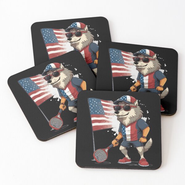 Item preview,  Retro Vintage Grange Funny Pickleball USA Flag Wolf designed and sold by PrntqTreasures.