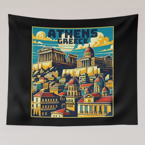 Item preview, Vintage retro Athens Greece Landmarks Skyline. designed and sold by Unitepeople.