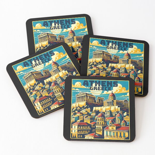 Item preview, Vintage retro Athens Greece Landmarks Skyline. designed and sold by Unitepeople.