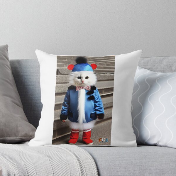Happy Cat in a Funny Costume #4 Throw Pillow