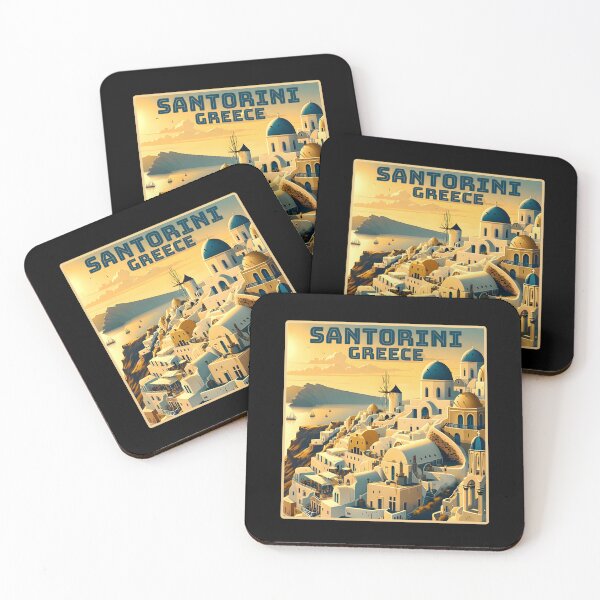 Item preview, Vintage retro Santorini Greece Landmarks Skyline. designed and sold by Unitepeople.