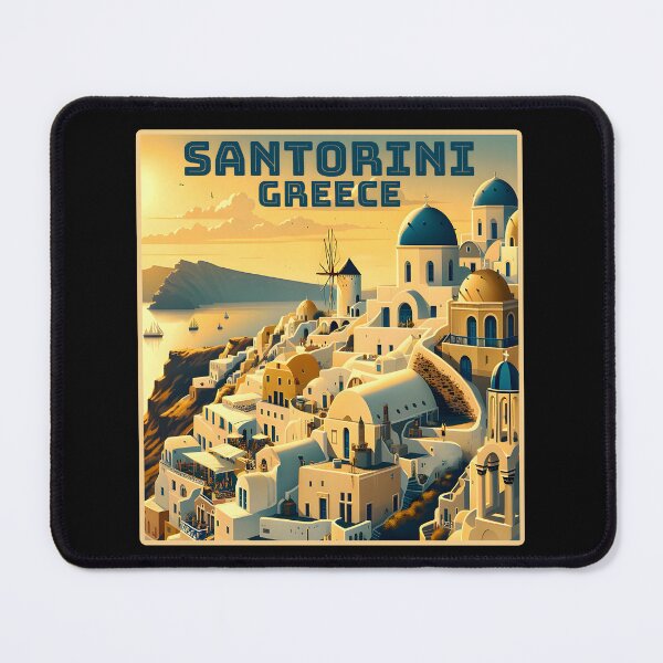 Item preview, Vintage retro Santorini Greece Landmarks Skyline. designed and sold by Unitepeople.