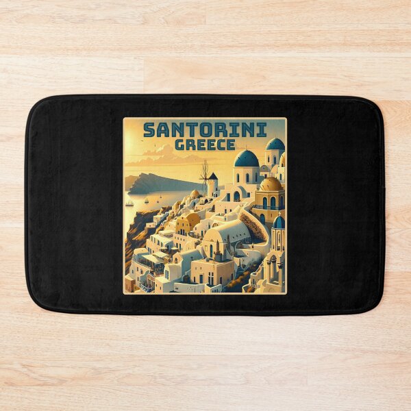 Item preview, Vintage retro Santorini Greece Landmarks Skyline. designed and sold by Unitepeople.