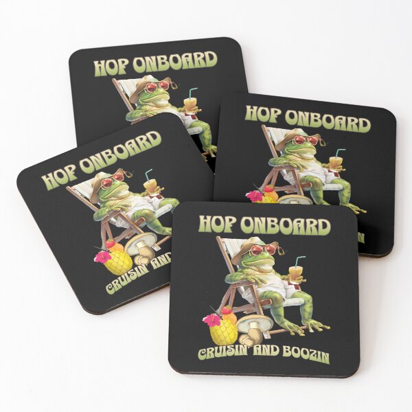 Item preview, Funny Drinking Hop On Board Cruizin and Boozin Frog Humor Mushroom and Cocktails designed and sold by twigandmeadow.