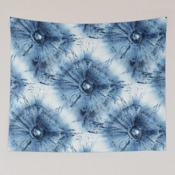 Item preview, Seamless tie-dye pattern of indigo color on white silk.  Shibori dyeing. designed and sold by lamarmarina.