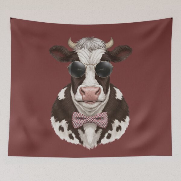 Item preview,  cow's head wearing sunglasses and a bow tie designed and sold by 123ks.